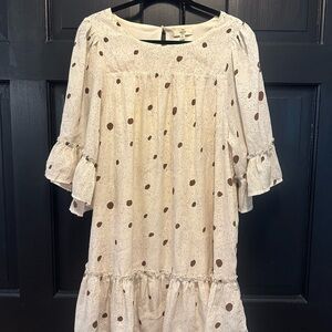 Cream and Brown Polka Dot Dress